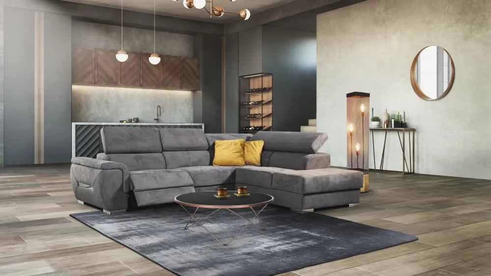 Coltar customizabil cu recliner in forma de L 300cm Quebec