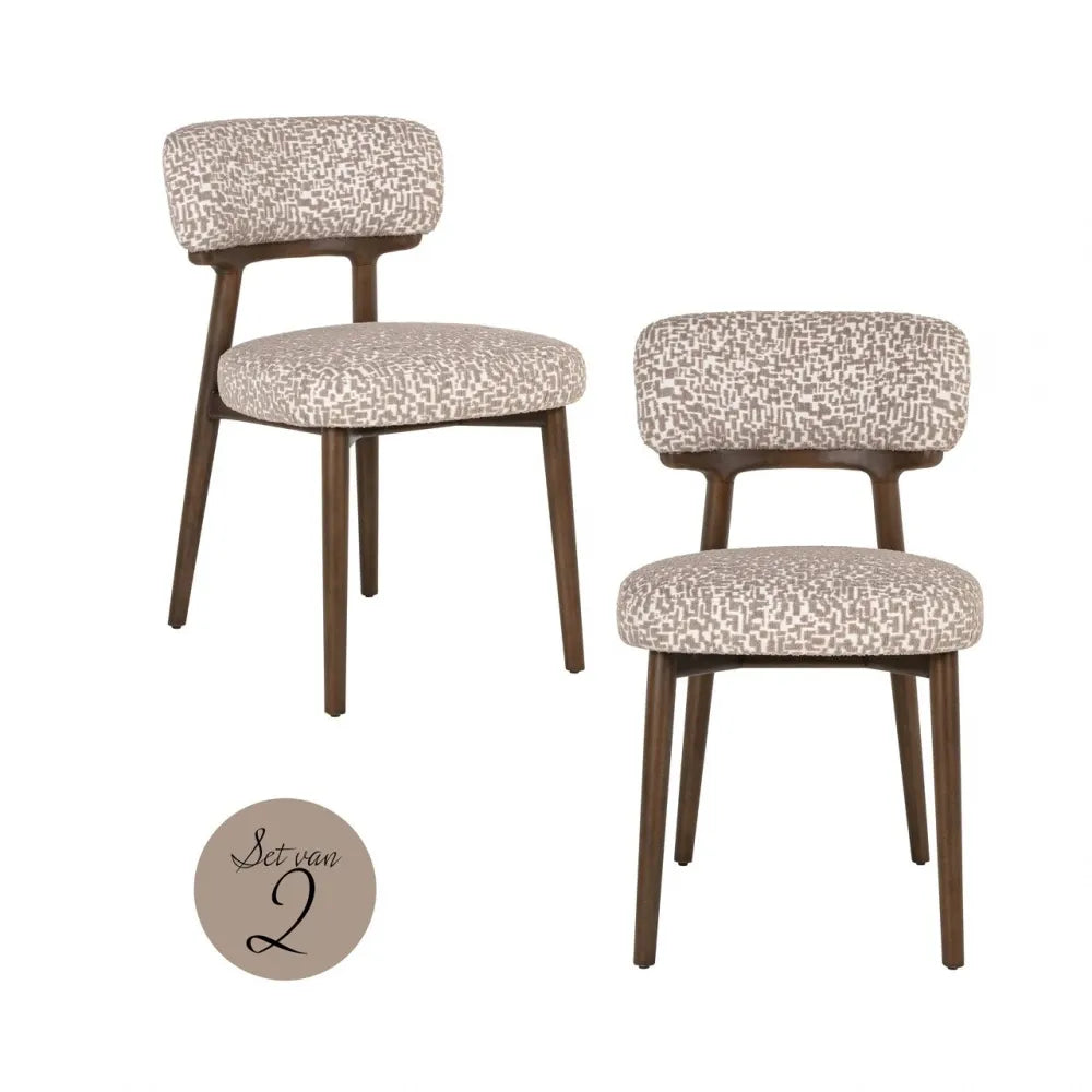 Set 2 scaune din Stofa Bej si Lemn de fag Maro L47xH76cm Basker Richmond interiors