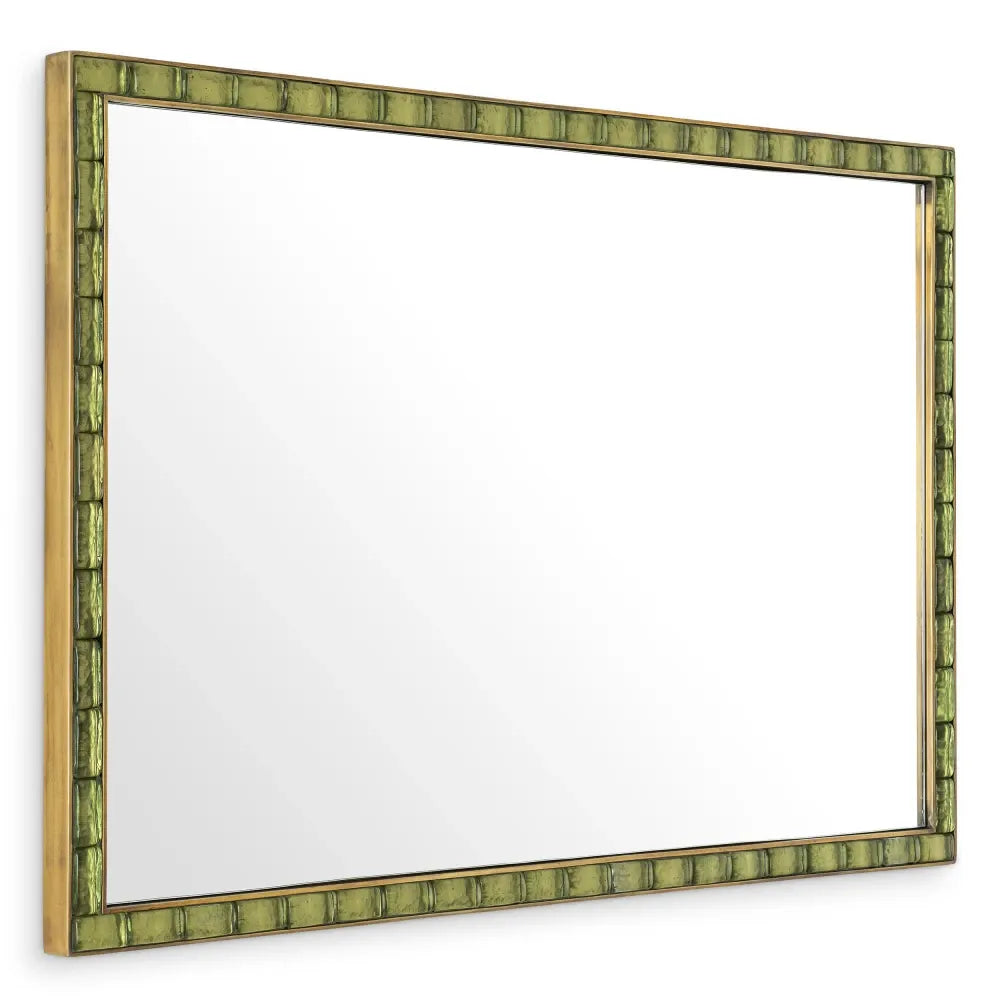 Oglinda cu rama din Metal/MDF/Sticla Alama/Verde L80xH120cm Torino Eichholtz