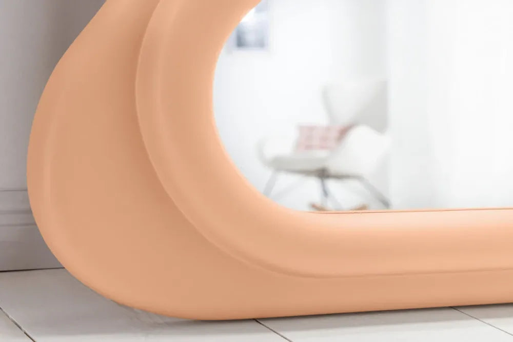 Oglinda cu rama din Poliuretan Roz piersica H160xL70cm Curvy