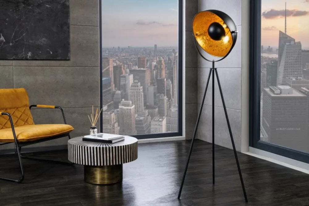 Lampa de podea din Metal Negru/Auriu H145xL65cm Studio