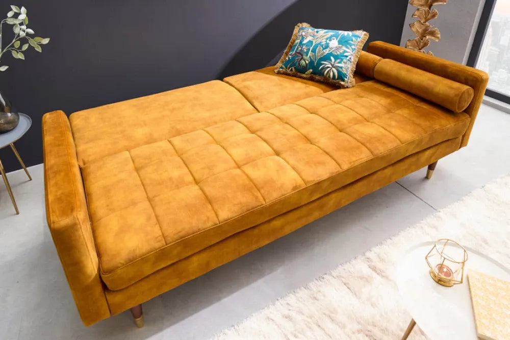 Canapea tapitat cu Catifea Galben L196cm Couture