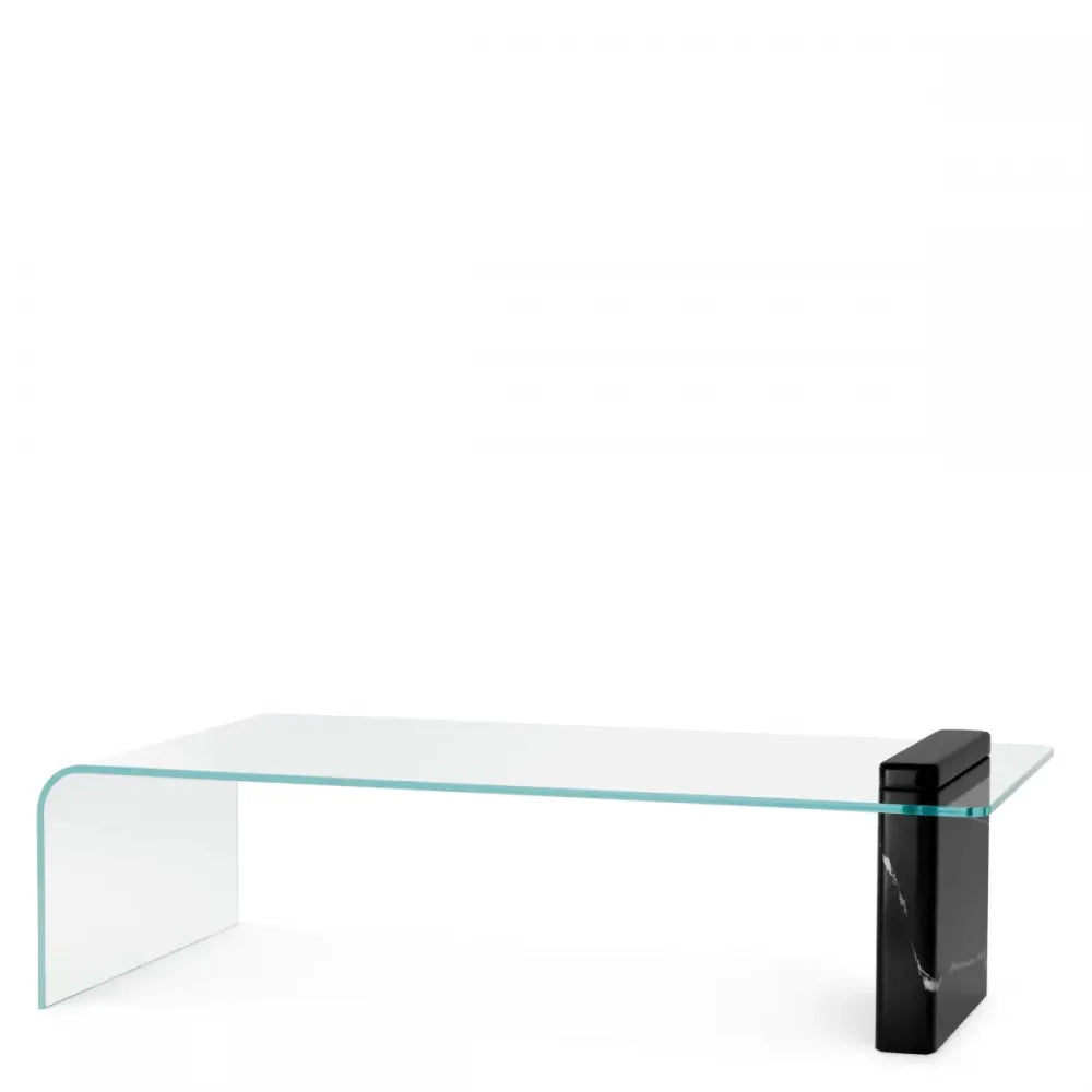 Masuta de cafea Dreptunghiulara din Marmura Negru si Sticla securizata Transparent L133.5xl65cm Stonecrest Eichholtz