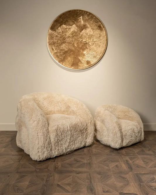 Fotoliu rotativ pentru copii tapitat cu Blanita artificiala Bej L65xH48.5cm Lenny