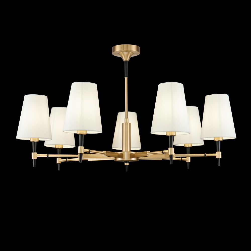 Candelabru rotund din Textil Alb cu 7 becuri D88xH51cm Zaragoza