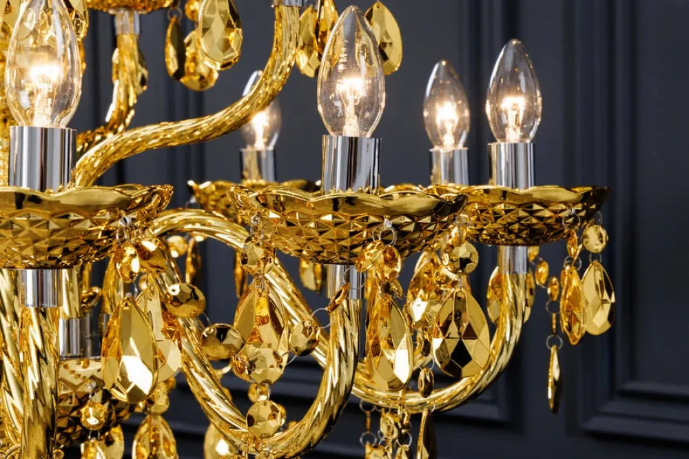Candelabru din Metal Argintiu si Acrilic Auriu D80xH75cm CRYSTAL