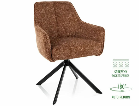 Scaun rotativ din Stofa Maro si Metal Negru H83xL55xA62cm Notti