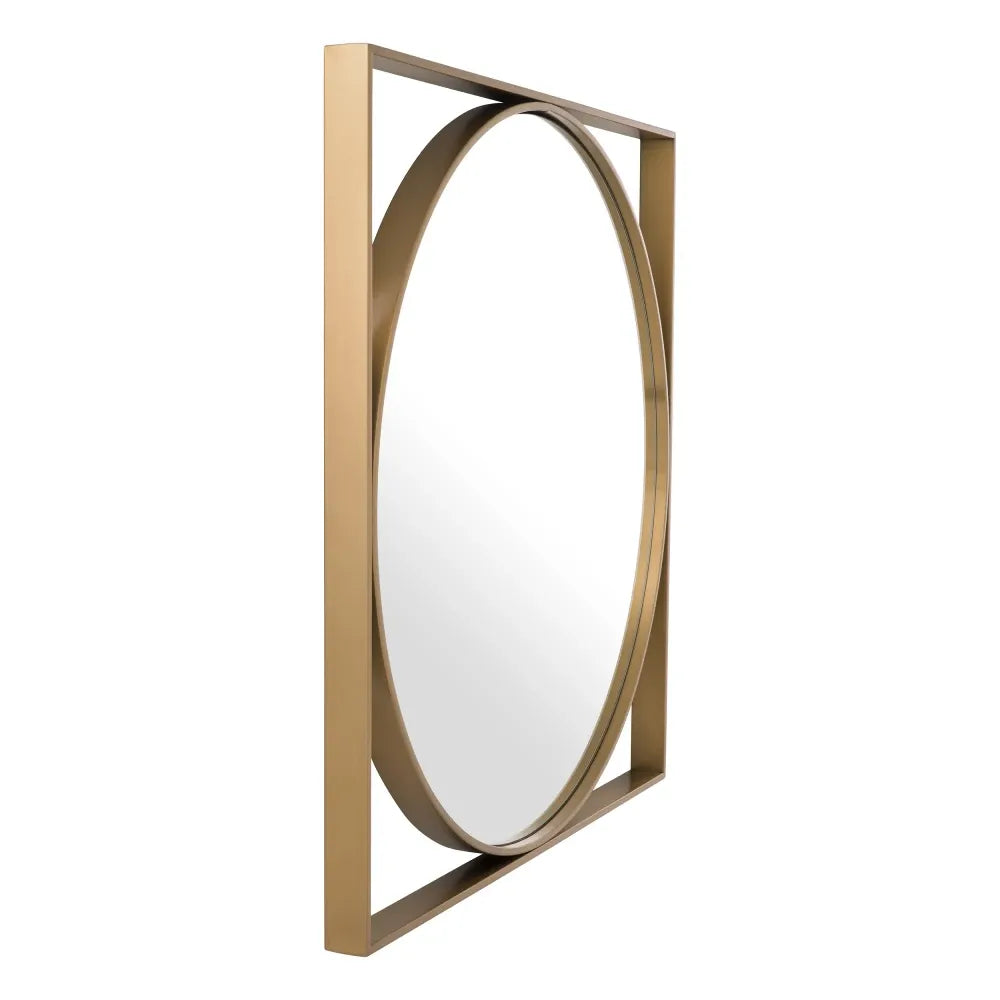 Oglinda cu rama din Metal Alama L90xH90cm Montauk Eichholtz