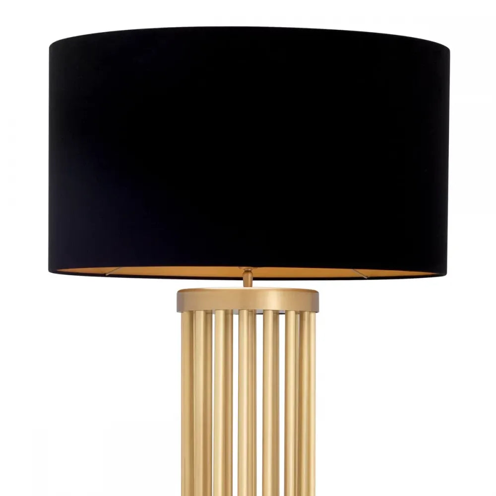 Lampa de podea din Metal/Marmura Alama si Textil Negru H188xD55cm Condo Eichholtz