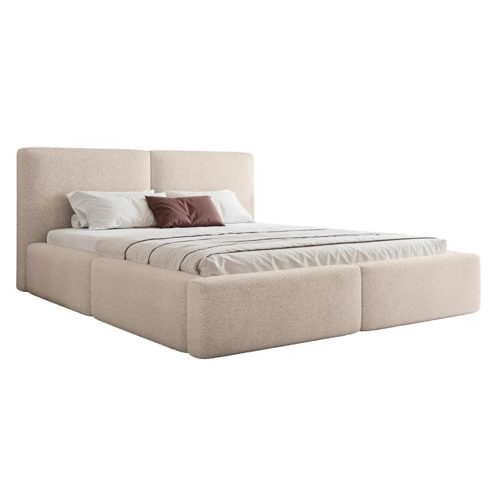 Pat 120 x 200 tapitat cu Stofa boucle Now or never Bej inchis Elara
