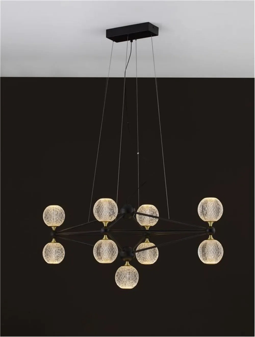 Candelabru structura din Aluminiu Negru si abajur din Acrilic Transparent H120xL96cm IP20 42W 2238lm 3000k BELINDA