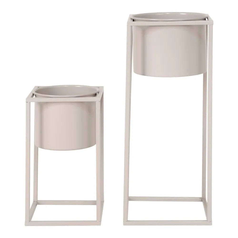 Set 2 ghivece din Metal Bej H31/50,5xL17/19,5cm Marlas