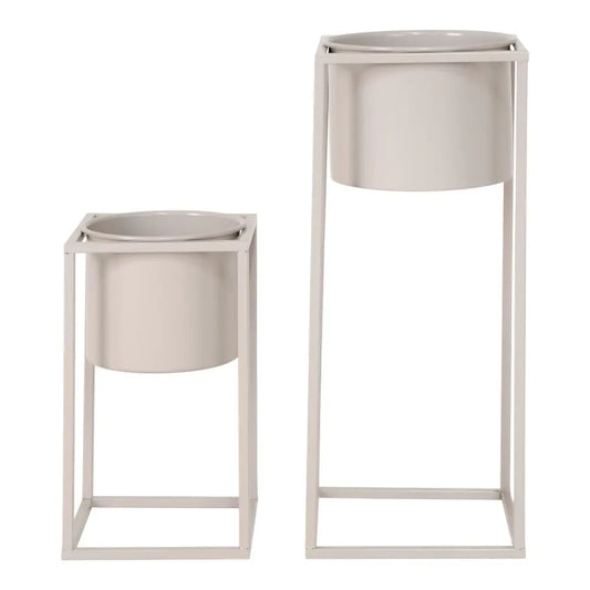Set 2 ghivece din Metal Bej H31/50,5xL17/19,5cm Marlas