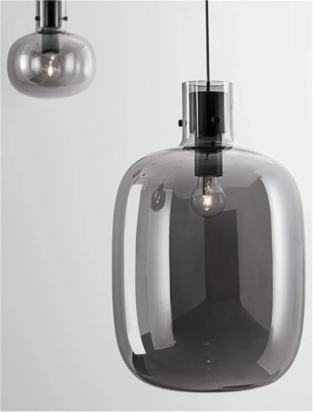 Lustra structura din Metal Negru si abajur din Sticla Fumuriu H240xL180cm IP20 CINZIA