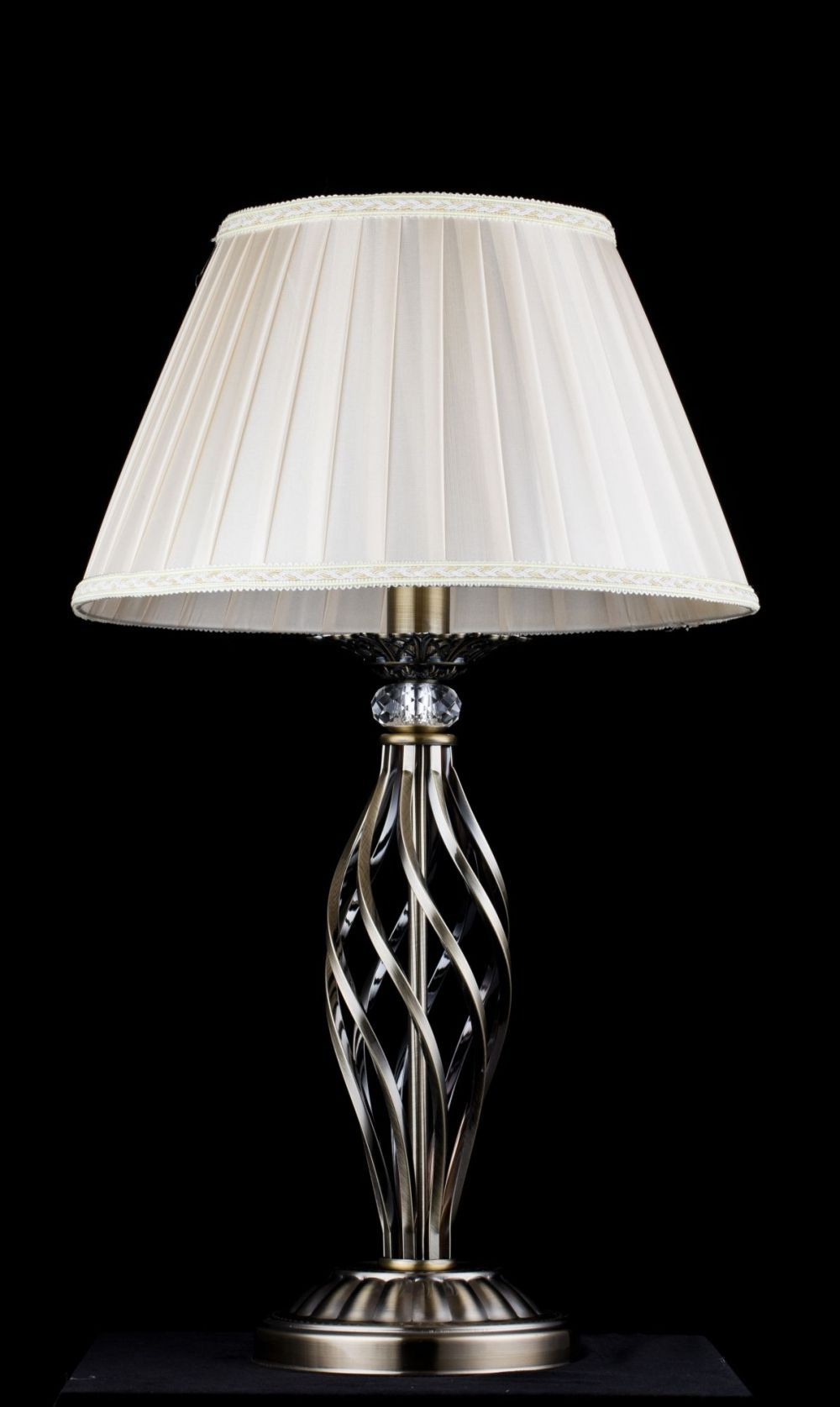 Veioza din Organza si Metal Crem/Argintiu D32xH55cm Grace