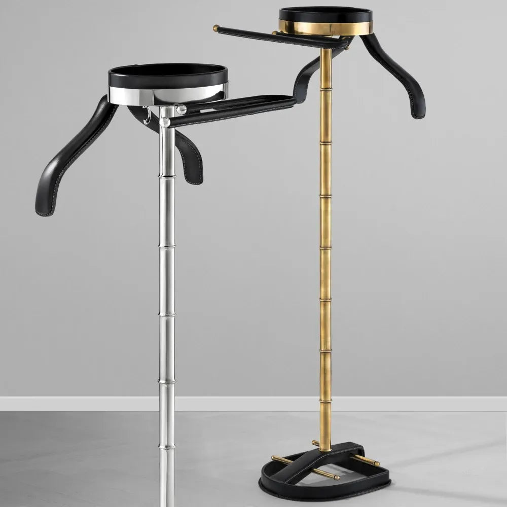 Stand pentru haine din Metal/Piele artificiala Alama/Negru L30xH119cm McKinsey Eichholtz