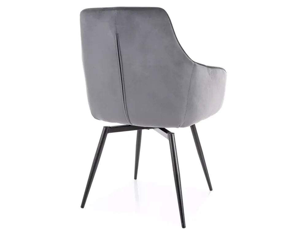 Set 2 scaune din Catifea Gri si Metal Negru Hx88Lx55xA58cm Marlo