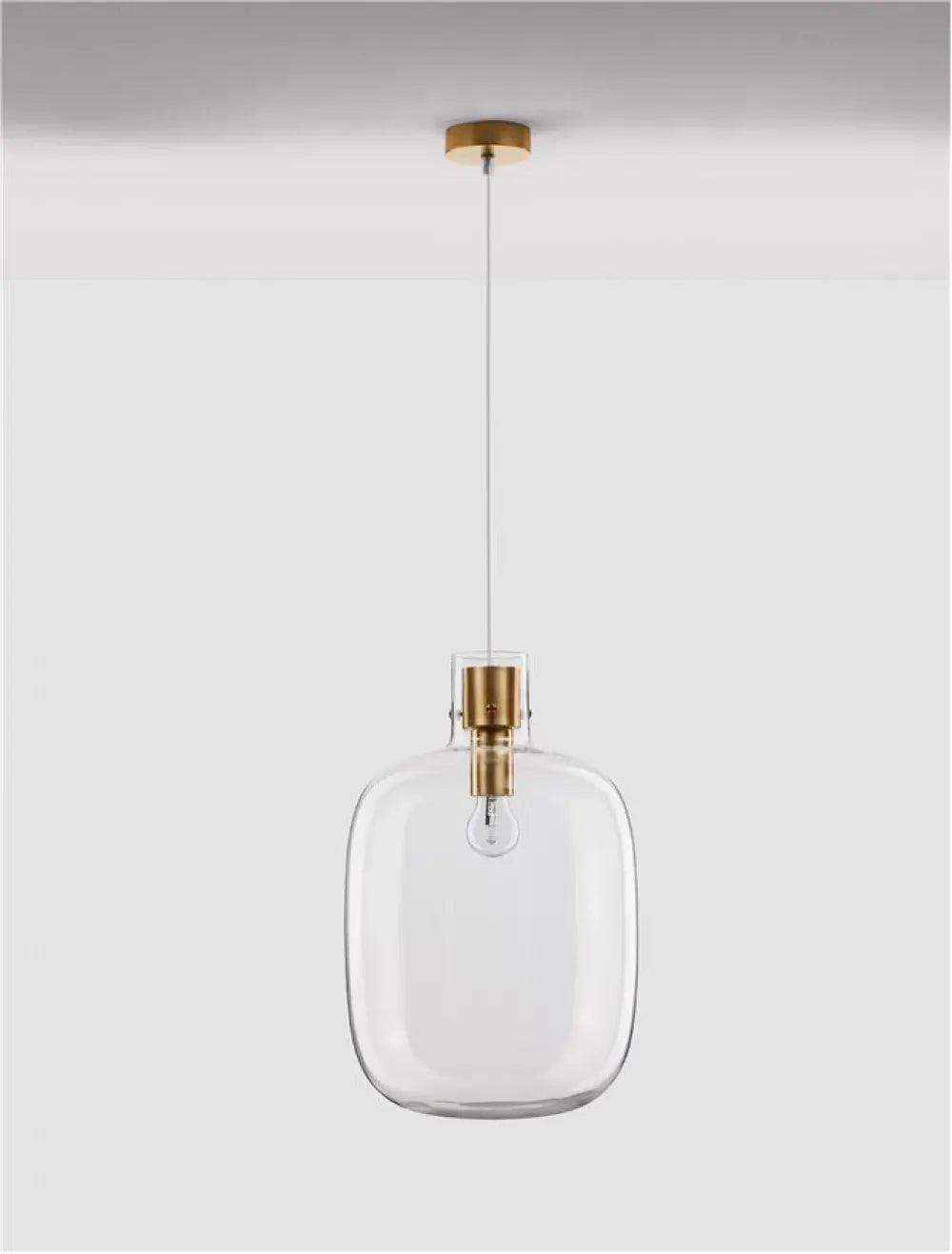 Pendul structura din Metal Alama si abajur din Sticla Transparent H198xL30cm IP20 CINZIA