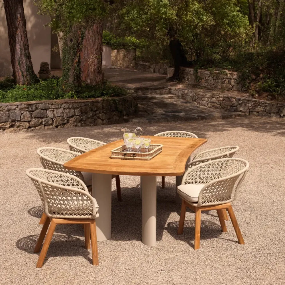 Masa de exterior din Metal Bej si Lemn de tec Maro H76xL230cm Osario Eichholtz