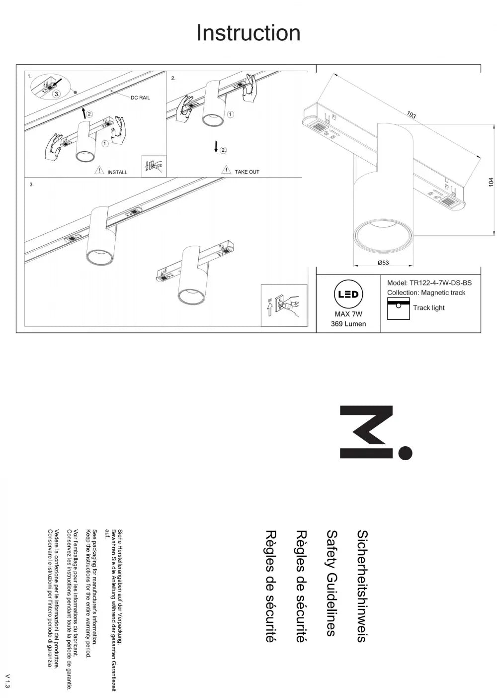 Spot dimabil smart pentru sina Exility din Aluminiu Alama H10.4xL19.3cm 7W 370lm 2700-6000k Alfa