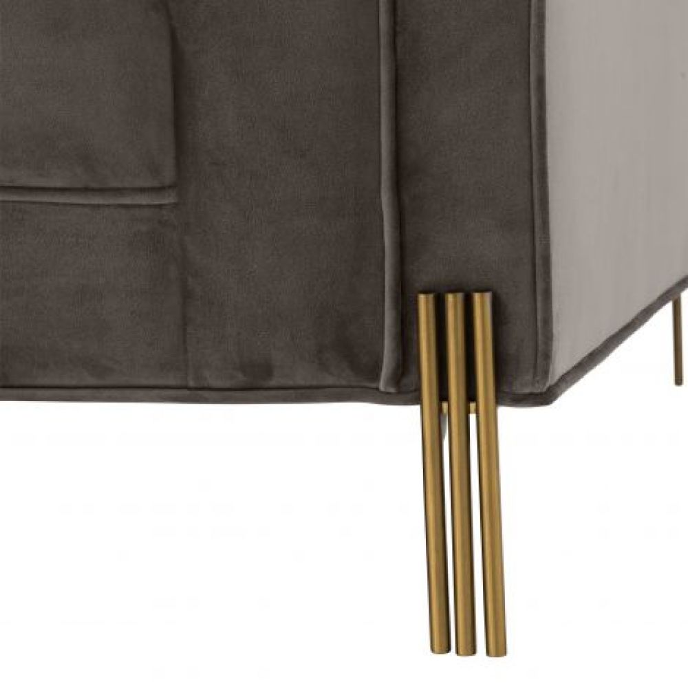 Fotoliu tapitat cu Catifea  Gri cu baza din Metal Auriu H68xL104xA95cm Sienna