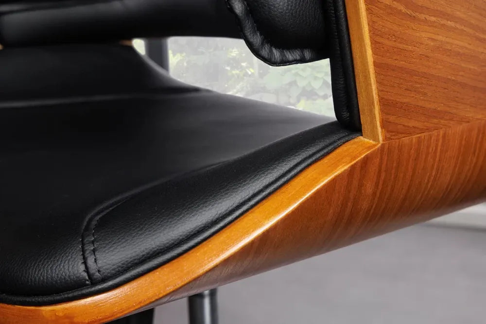 Scaun de birou cu inaltime reglabila din Piele artificiala Negru cu picioare din Metal Argintiu H111-120xL64xA64cm Manhattan