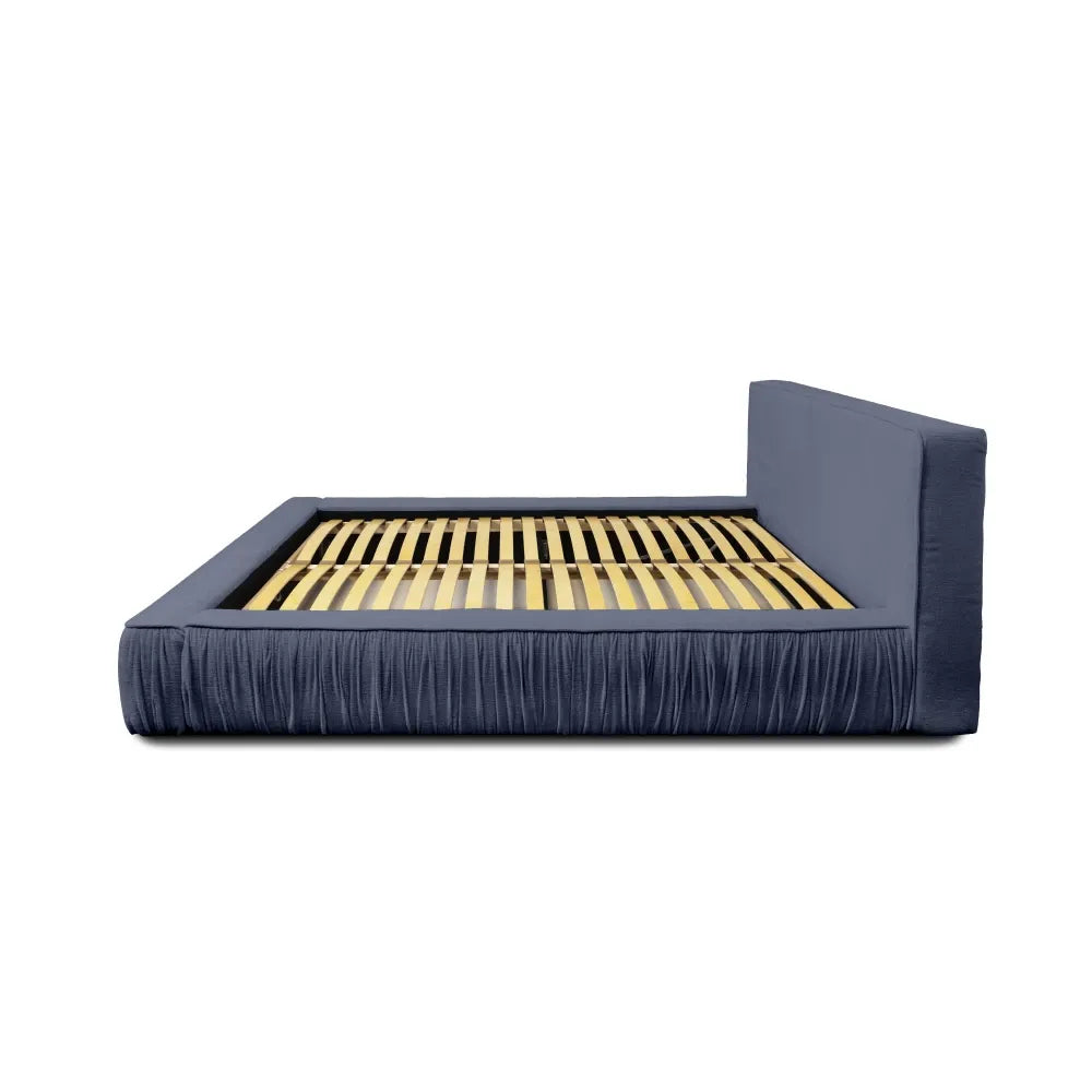 Pat 180x200cm tapitat cu Chenille Albastru Naomi