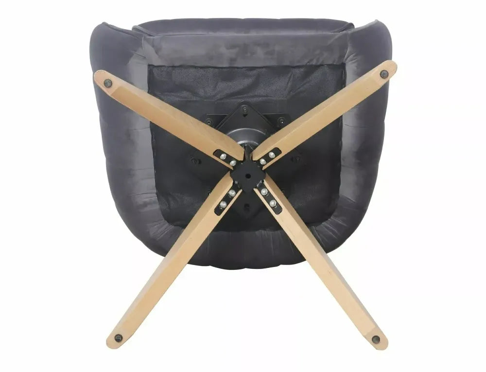 Scaun din Catifea Gri si Lemn de frasin/Metal Maro Hx86Lx61xA44cm Azalia