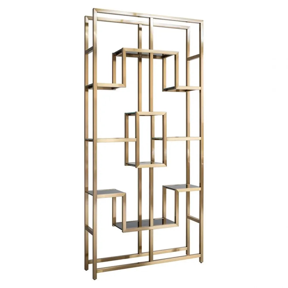 Raft din Sticla securizata Negru si Metal Auriu periat L108xH230cm Magnus Richmond Interiors