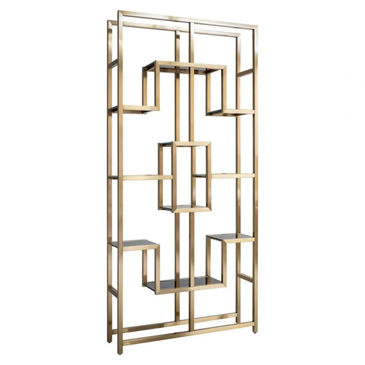 Raft din Sticla securizata Negru si Metal Auriu periat L108xH230cm Magnus Richmond Interiors