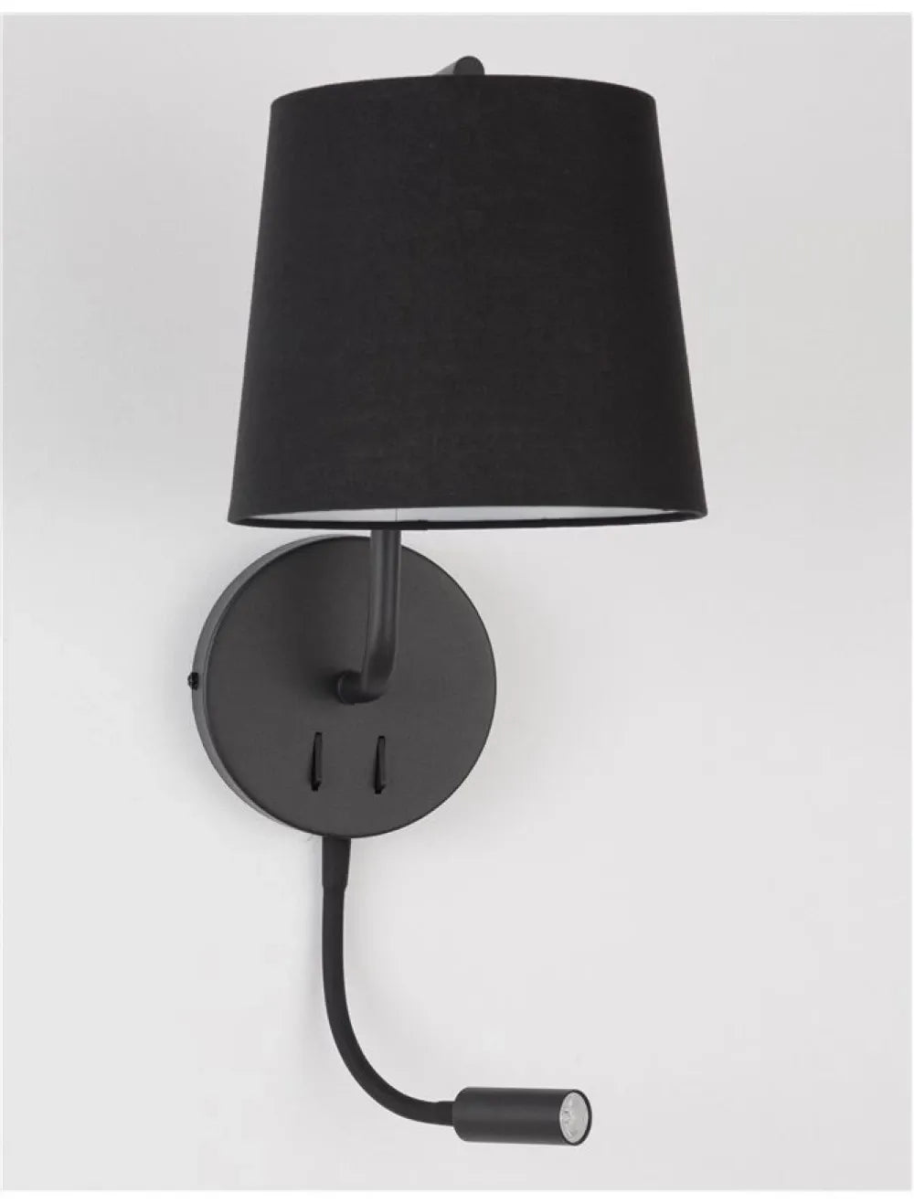 Aplica de perete structura din Aluminiu Negru si abajur din Textil Negru H59xL20cm IP20 15W 190lm 3000k SAGE