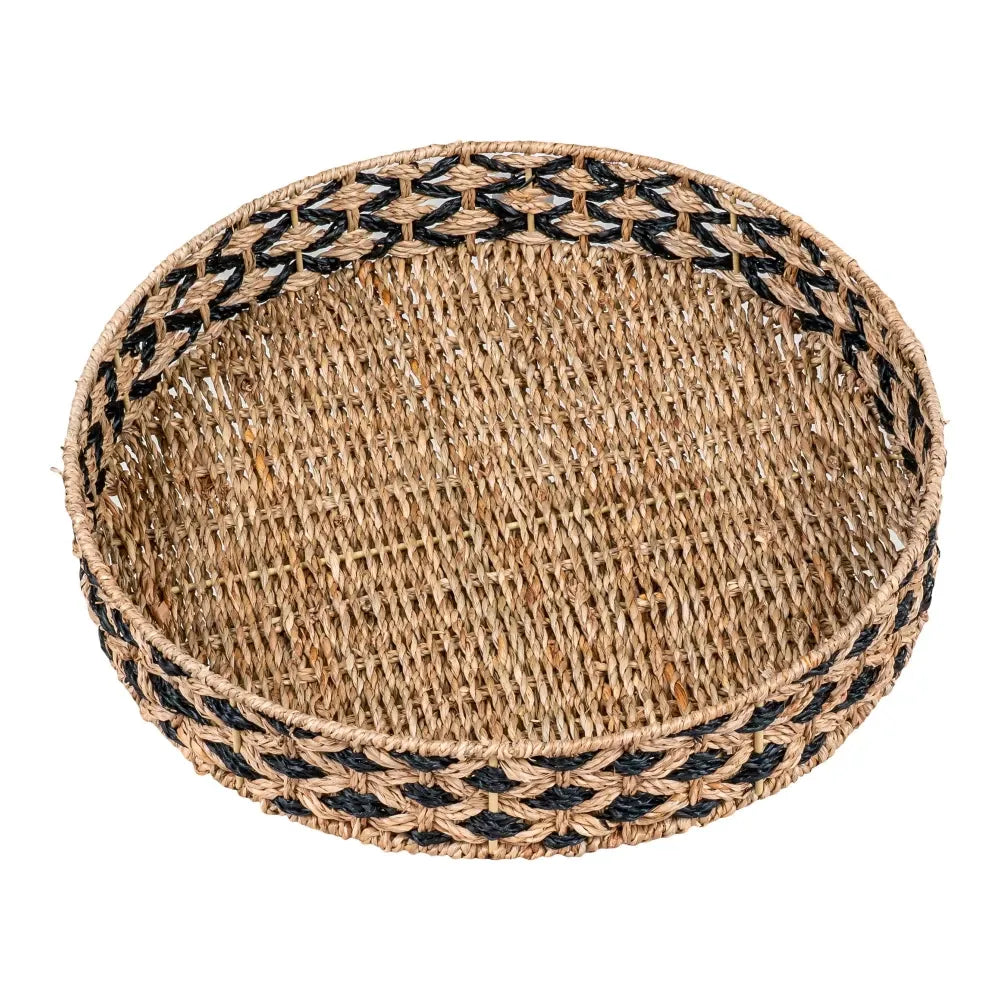 Tava decorativa impletita natural Negru/Maro H7xD38cm Nerja