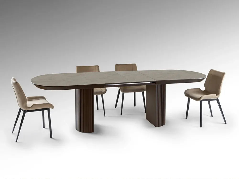 Masa extensibila din MDF Maro si MDF Cu efect de piatra L206-286xH79cm Irati