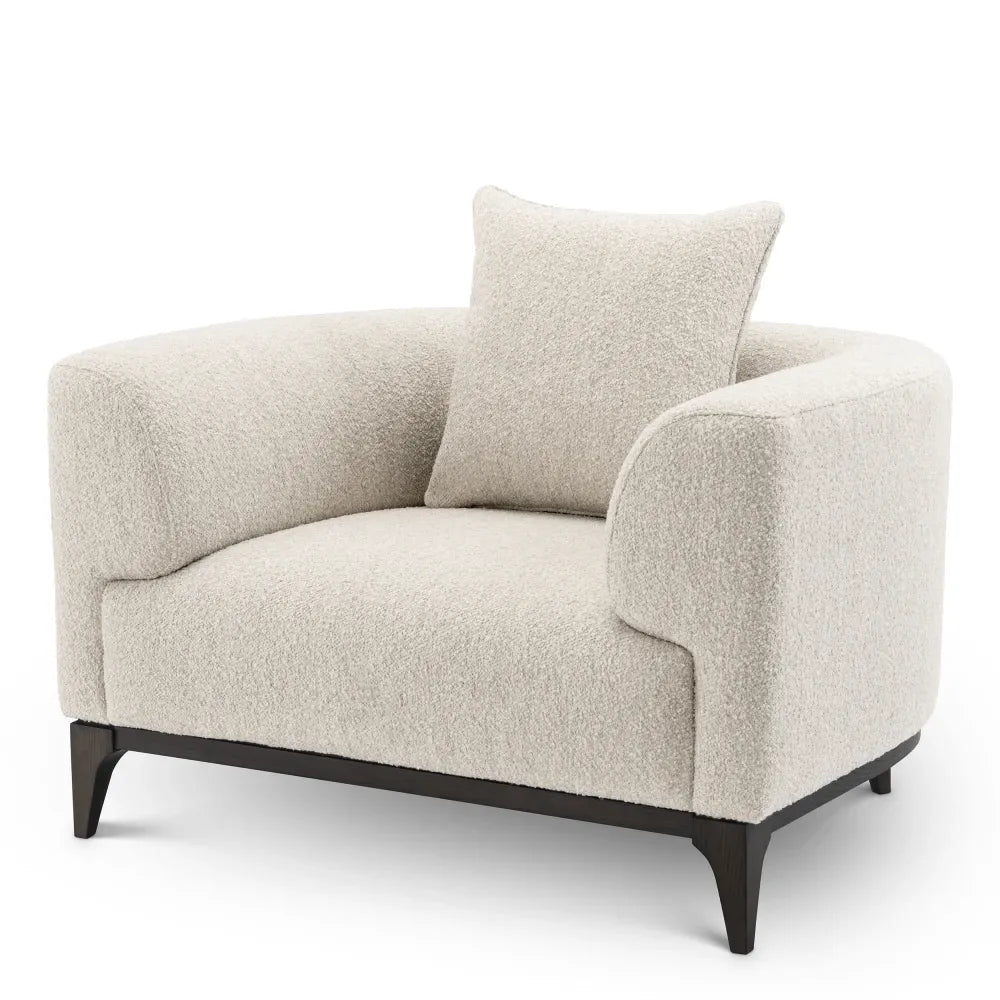 Fotoliu tapitat cu Stofa boucle Alb L116xA92xH70cm Brannan Eichholtz