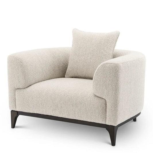 Fotoliu tapitat cu Stofa boucle Alb L116xA92xH70cm Brannan Eichholtz