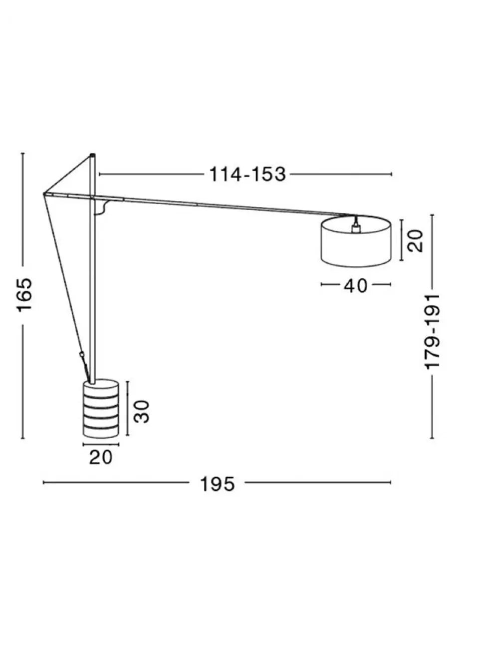 Lampa de podea structura din Metal Negru si abajur din Textil Negru H165xL195cm IP20 TRACCIA
