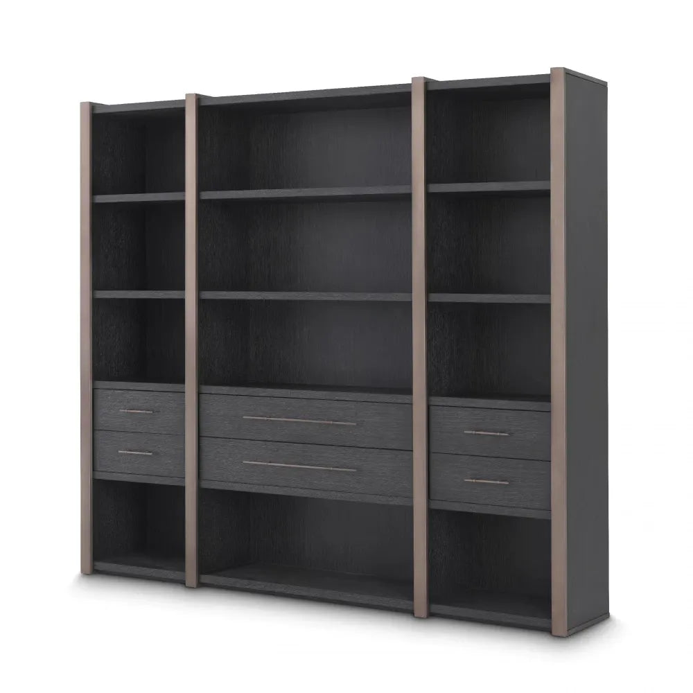 Biblioteca din Furnir de stejar Gri carbune L253xH229cm Eichholtz Canova