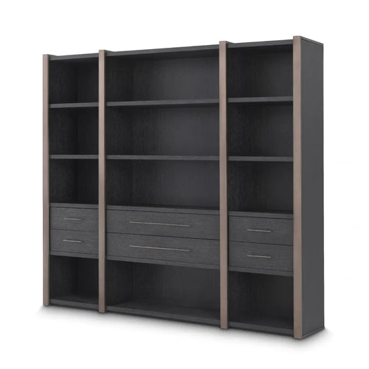Biblioteca din Furnir de stejar Gri carbune L253xH229cm Eichholtz Canova