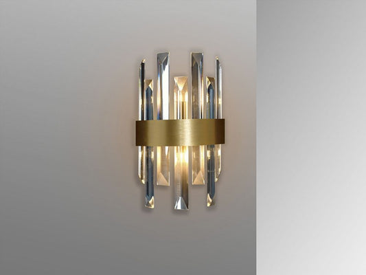 Aplica de perete din Metal si Sticla Auriu Transparent H30xL18cm Grace