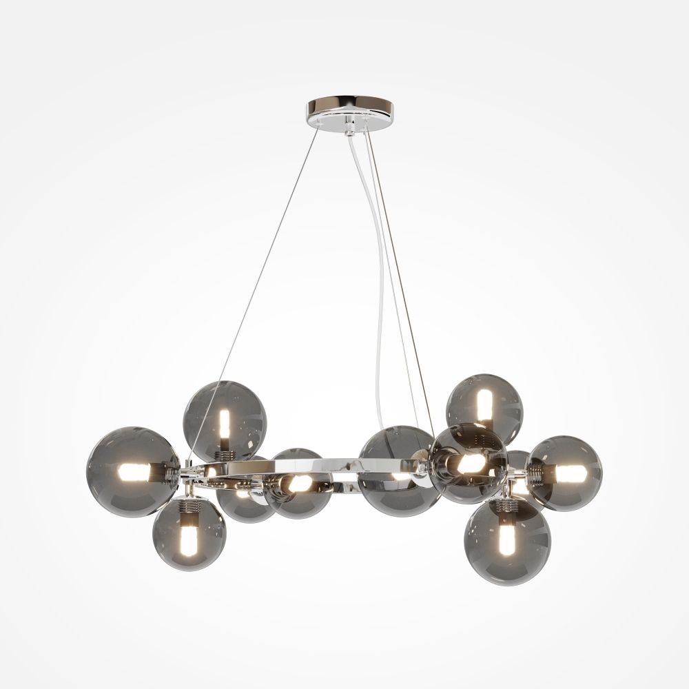 Lustra din Metal si Sticla Argintiu/Gri cu 11 becuri G9 28W D67xH137cm Dallas