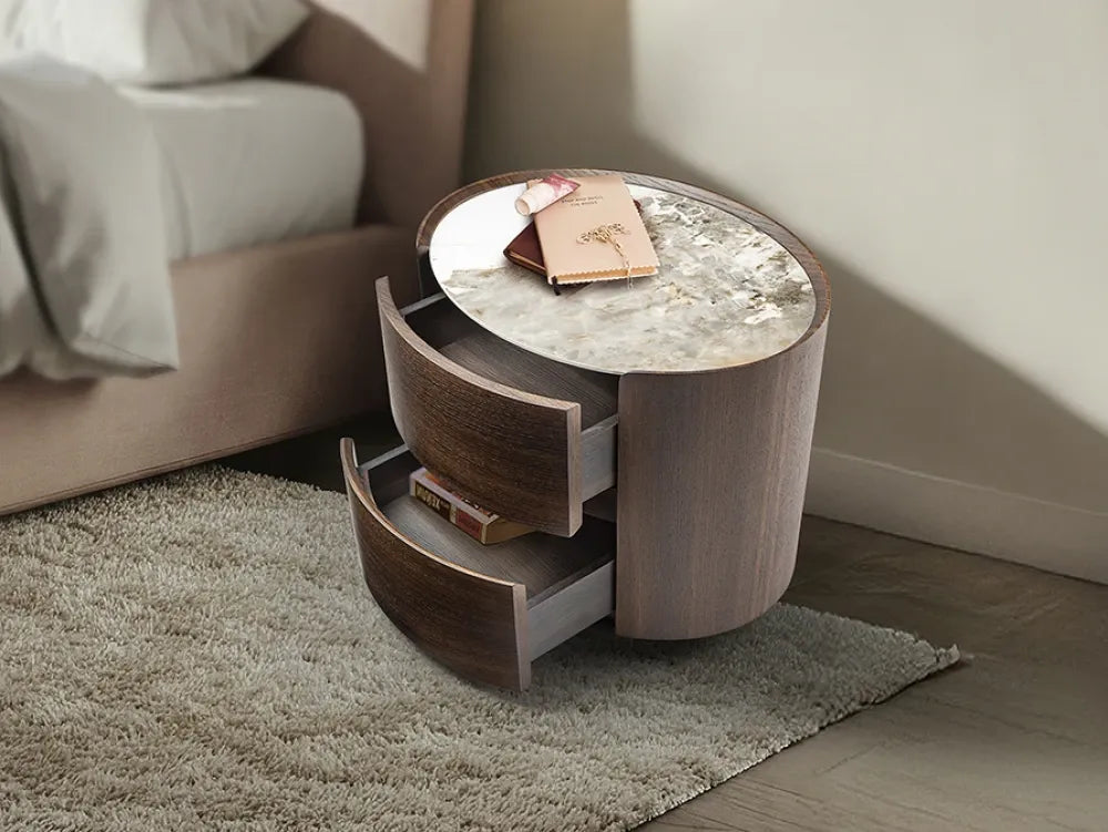 Noptiera din Placaj Maro inchis si Portelan Multicolor L60xH48cm Enoc