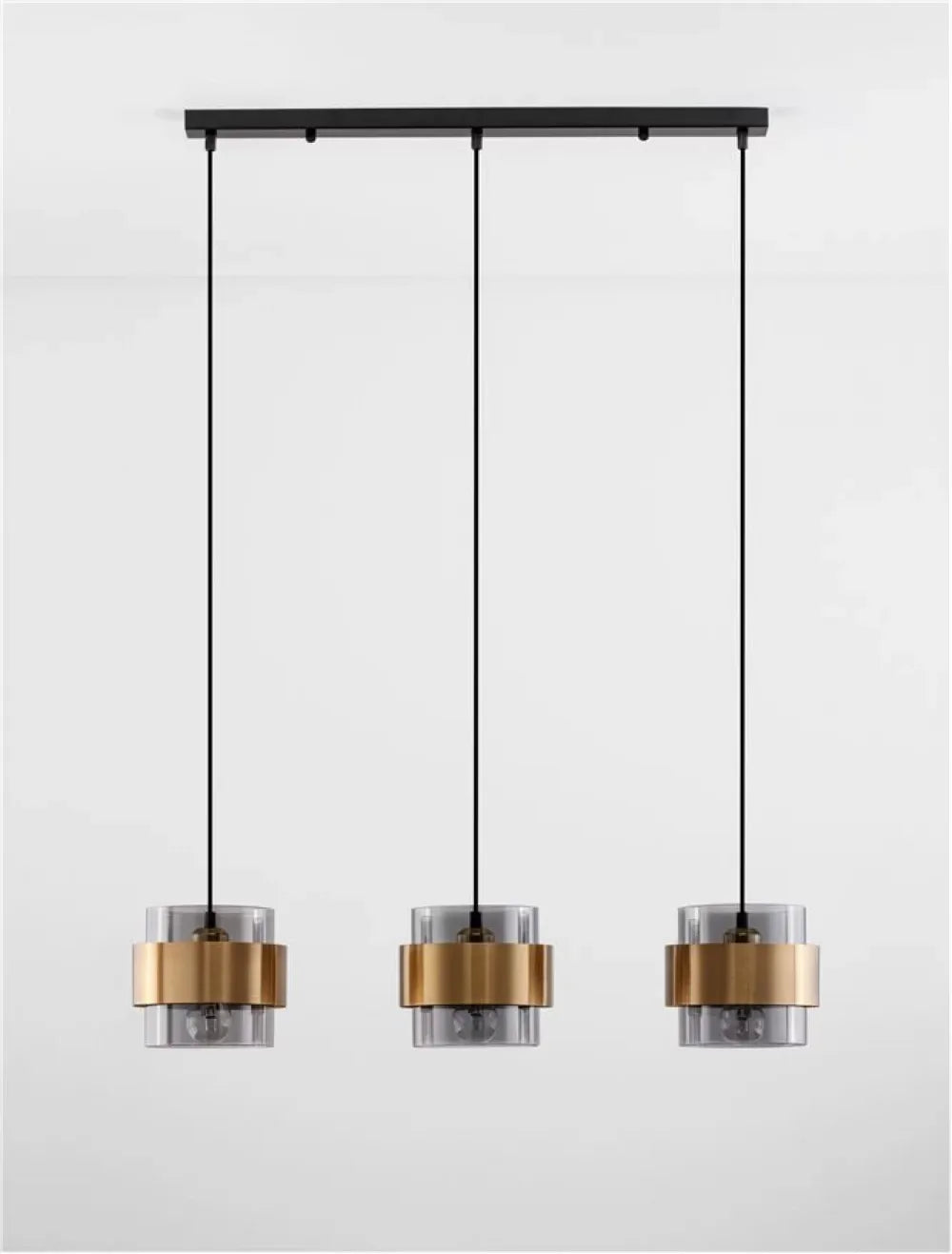 Lustra structura din Metal Auriu si abajur din Sticla Fumuriu H140xL82cm IP20 SIANNA
