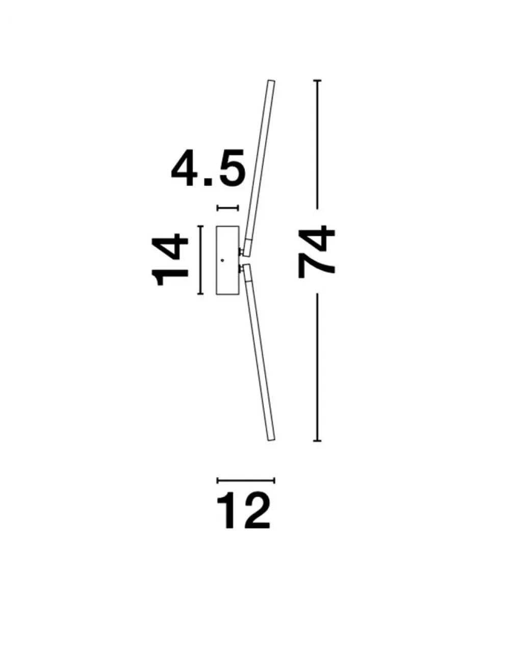Aplica de perete structura din Metal Negru si abajur din Acrilic Alb H74xL6cm IP20 11W 500lm 3000k RACCIO