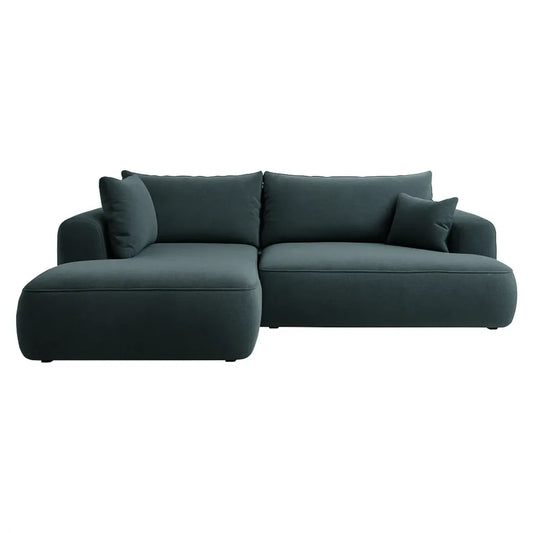 Coltar extensibil Catifea Vogue Albastru cu lada depozitare Nubio