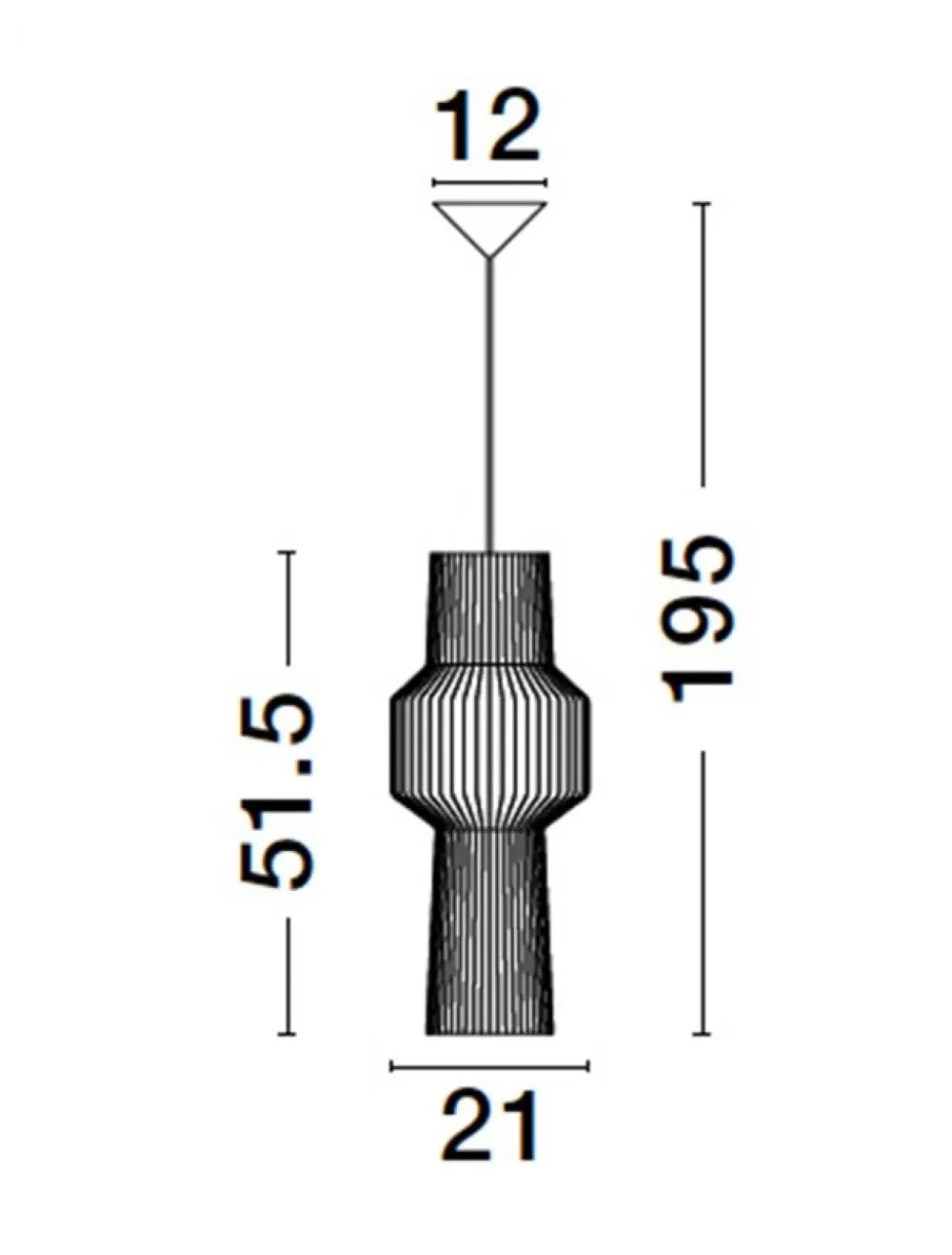 Pendul structura din Aluminiu Negru si abajur din Aluminiu Negru H195xL21cm IP20 BREDO