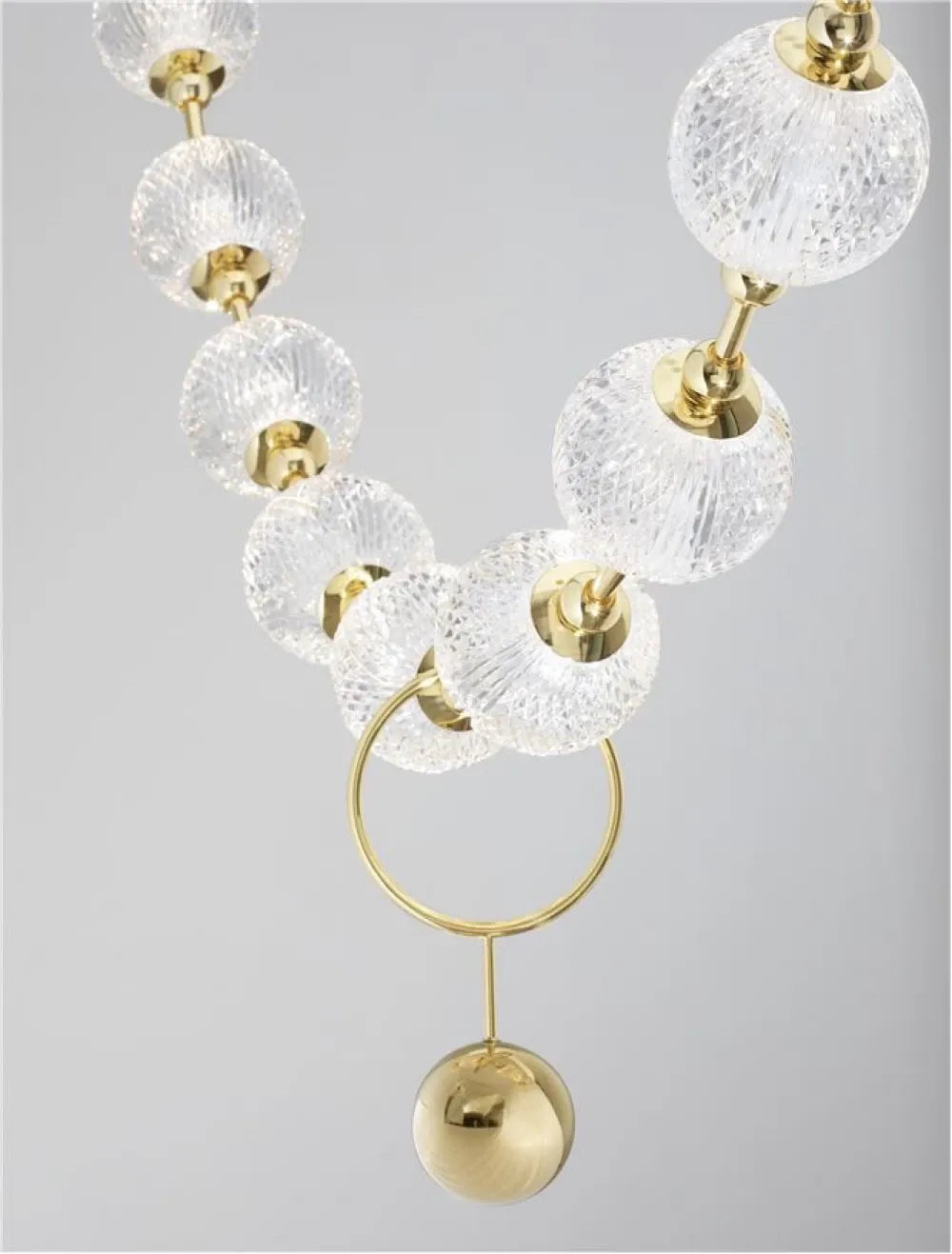 Candelabru structura din Aluminiu Auriu si abajur din Sticla Transparent H200xL51cm IP20 49W 3256lm 3200k BRILLANTE