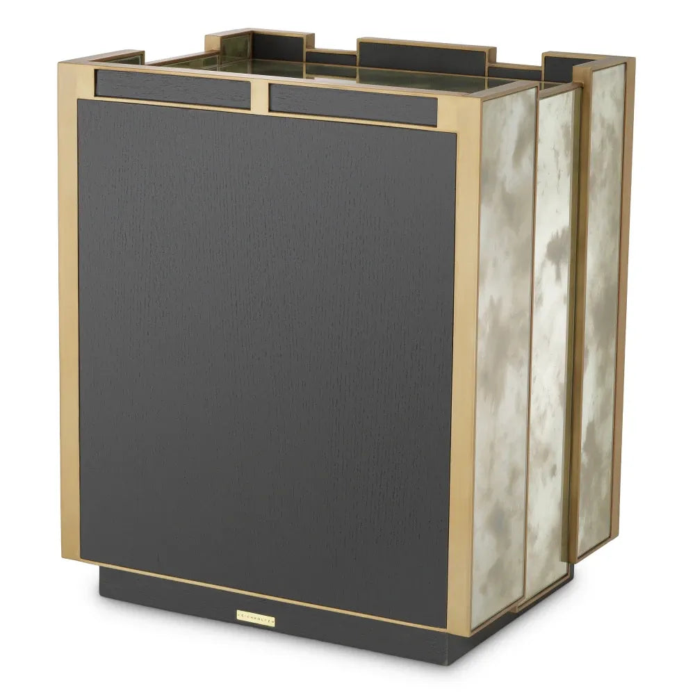 Noptiera dreapta din Oglinda antichizata/MDF/Funir de stejar L57.5xH68.5cm Nottingham Eichholtz