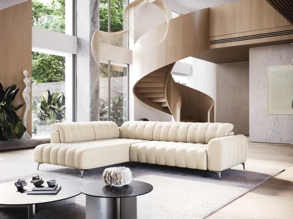Coltar extensibil electric tapitat cu Stofa Bej Padova II