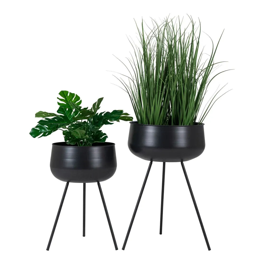 Set 2 ghivece din Metal Negru H46/56xD28/34cm Ardolas