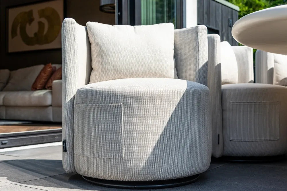 Scaun rotativ de exterior din Metal|Textil|Olefin|Spuma cu uscare rapida Bej L79xH80cm Nammos